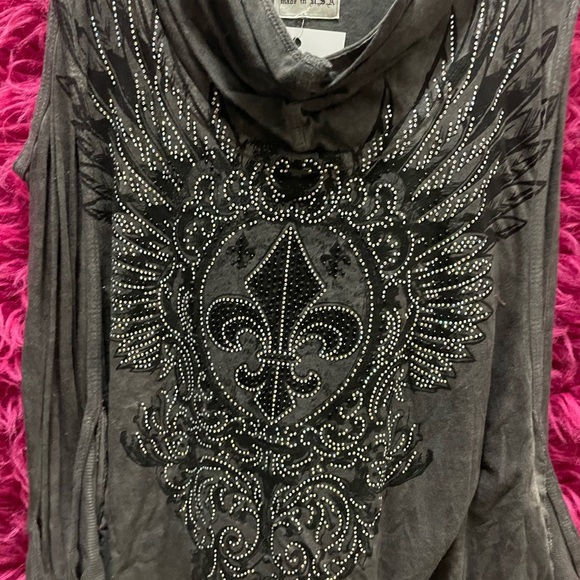 Gray Vocal Rhinestone Embellished Tank - Picture 2 of 6